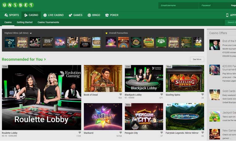 Registro en Unibet